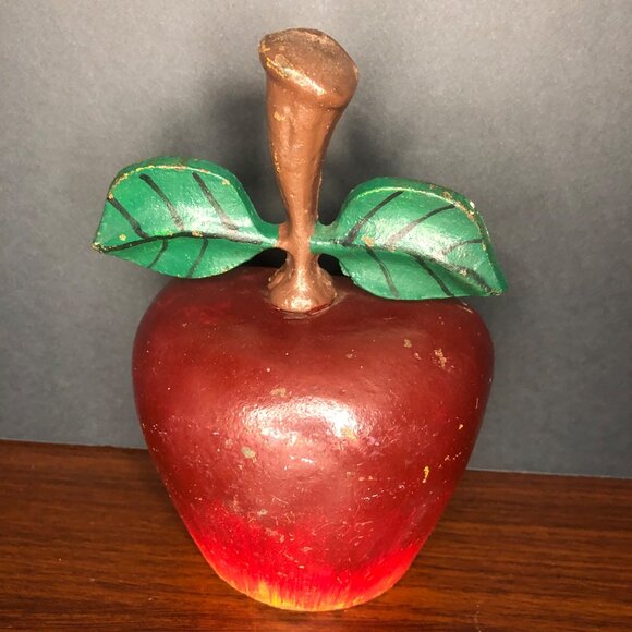 Vintage cast iron hand painted apple 7” Decor/ Door Stop - Picture 2 of 5